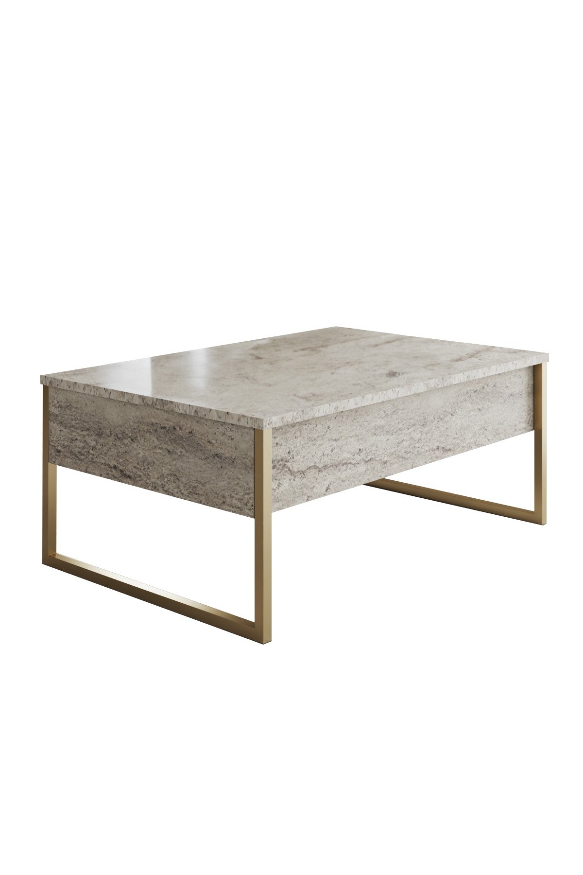Giga Meubel - Salontafel Travertinlook|Goud - 90x60x40cm - Luxe