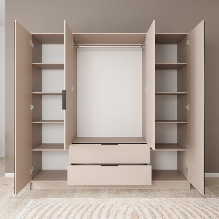 Meubella - Kledingkast Nairobi - Beige - Zwart - 206 cm