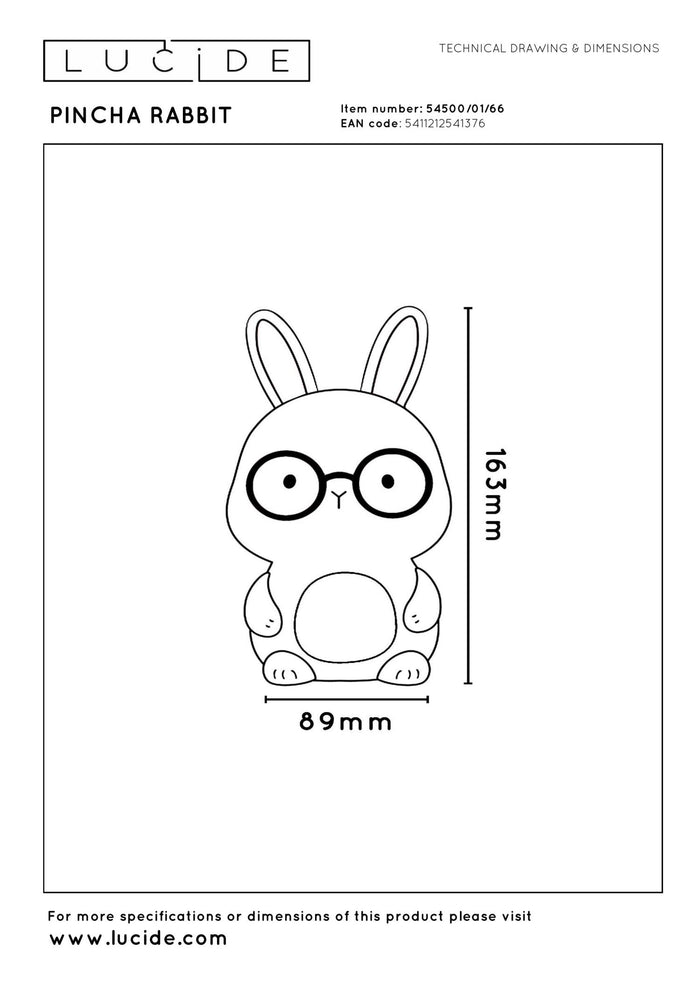 Lucide PINCHA RABBIT Tafellamp - Wit