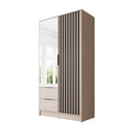 Meubella - Kledingkast Nairobi - Beige - Zwart - 105 cm - met spiegel