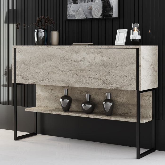 Giga Meubel - Dressoir Travertinlook|Zwart - 120x30x80cm - Luxe