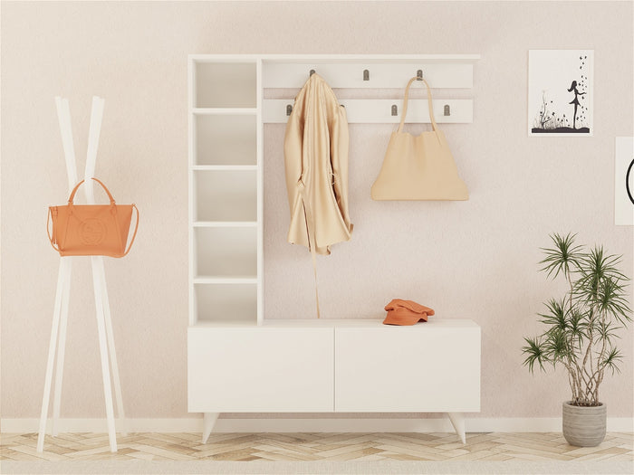 Giga Meubel - Garderobemeubel Wit Hout - 120x32x161,8cm - Bahar