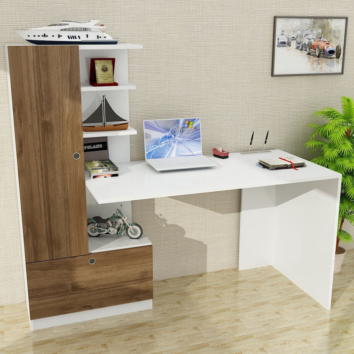 Giga Meubel - Bureau Wit|Walnoot - 149,5x61,8x120cm - Domingos