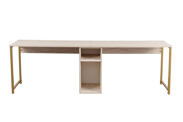 Giga Meubel - Bureau Travertinlook - 240x60x74cm - Twin