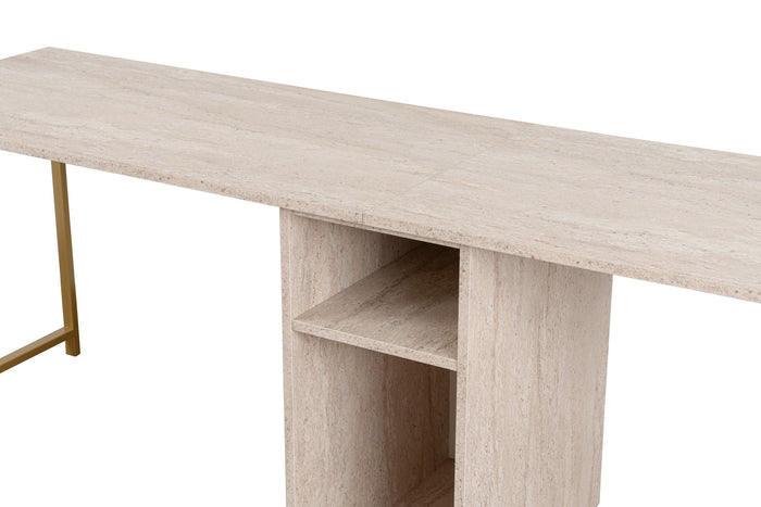 Giga Meubel - Bureau Travertinlook - 240x60x74cm - Twin