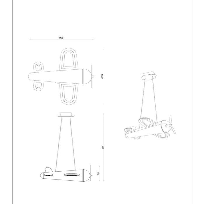 Lucide FOKKER Hanglamp - Grijs ijzer