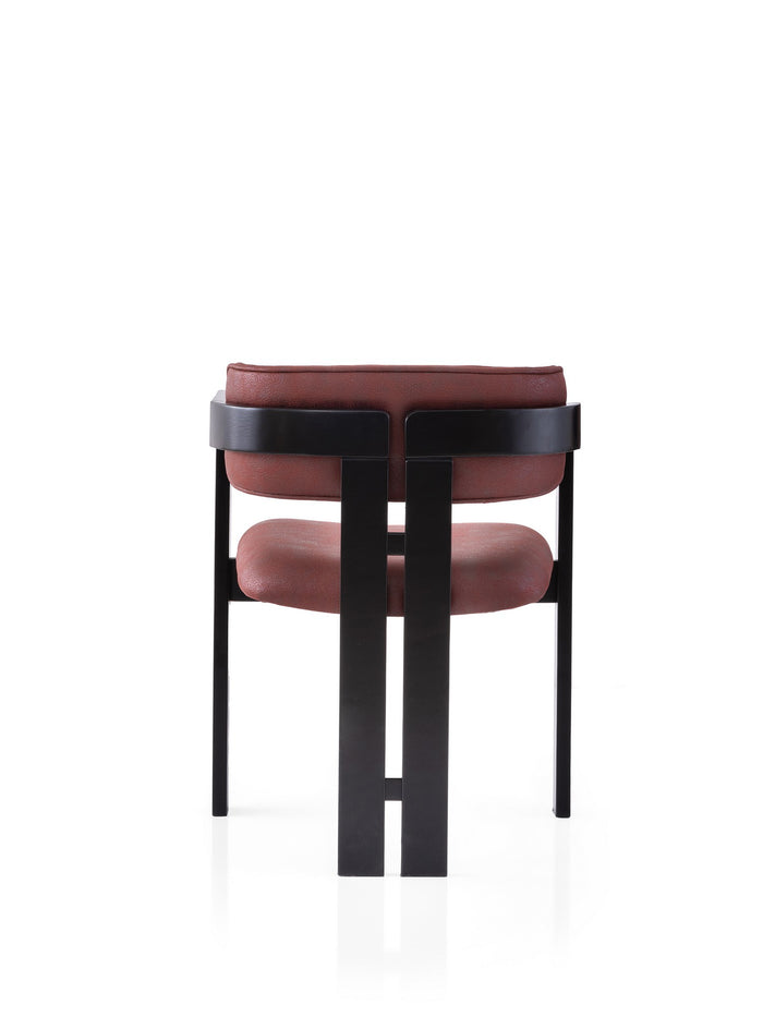 Giga Meubel - Eetkamerstoel Zwart - Rood|Stof - Cozy