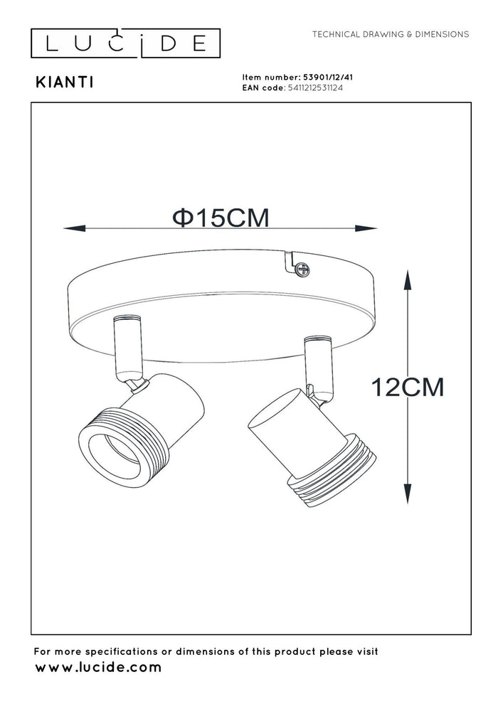 Lucide KIANTI Plafondspot - Taupe