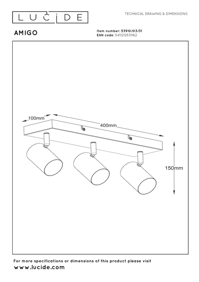Lucide AMIGO Plafondspot - Wit
