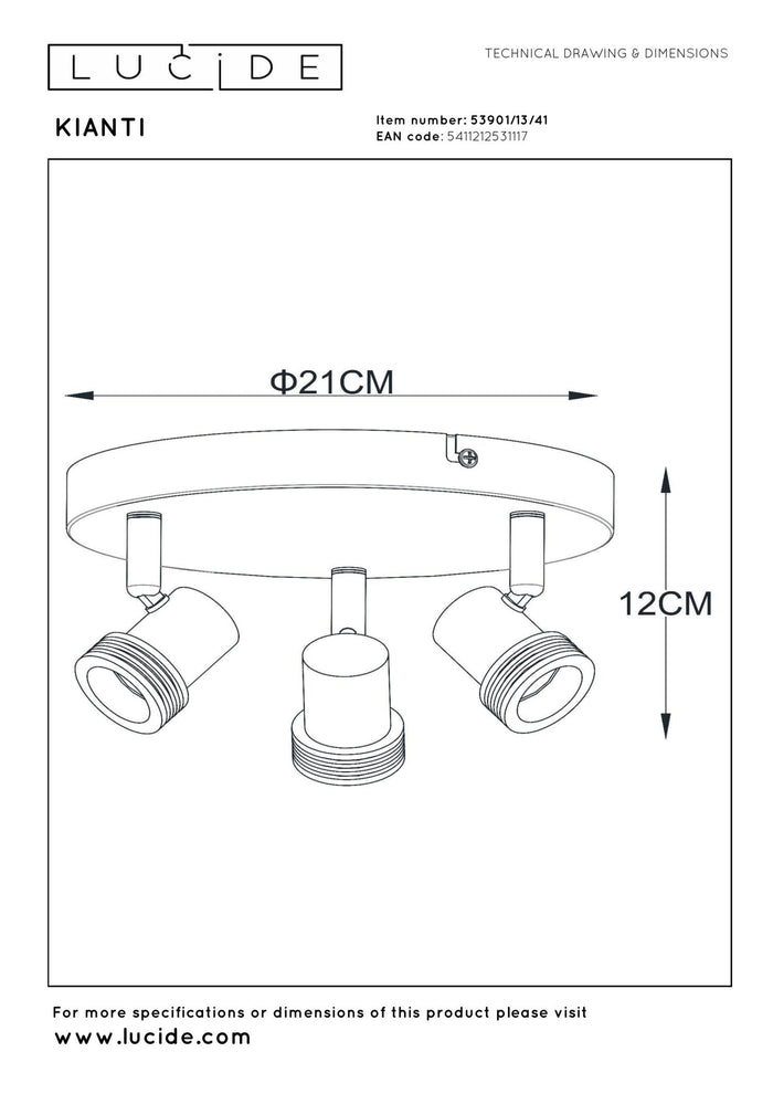 Lucide KIANTI Plafondspot - Taupe