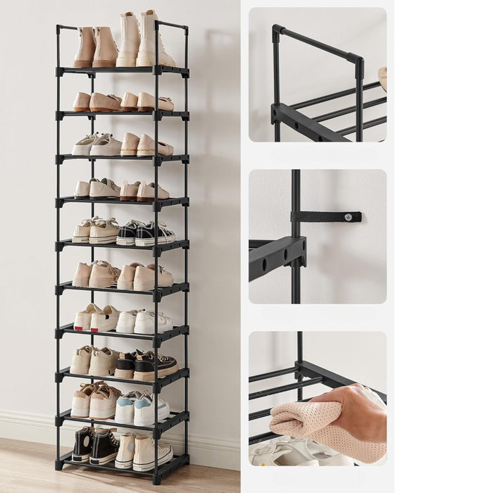 Metalen Schoenenrek met 10 Planken, doe-het-zelf, Standplank, ruimtebesparend, multifunctioneel, Woonkamer, Slaapkamer, Keuken