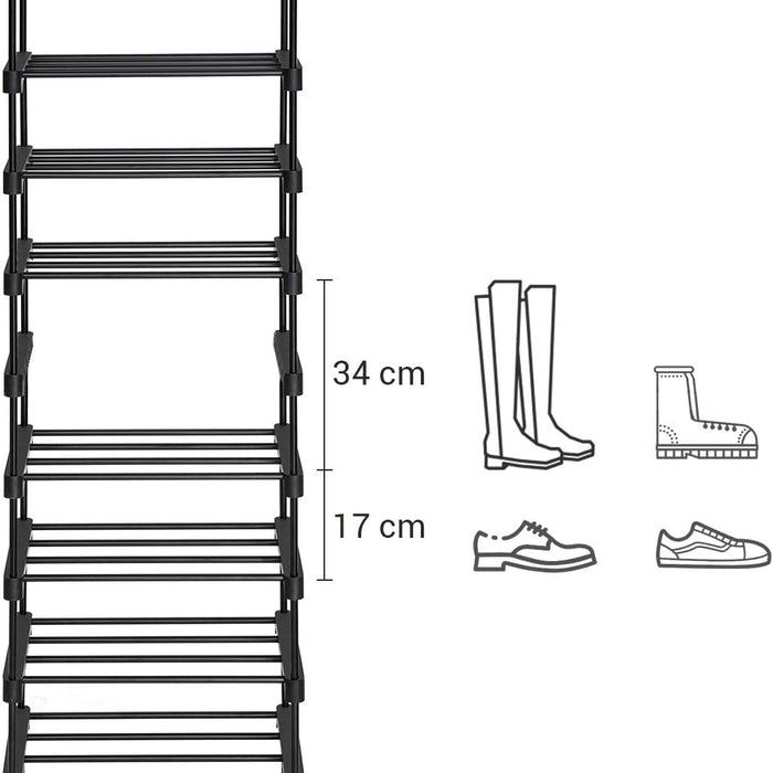 Metalen Schoenenrek met 10 Planken, doe-het-zelf, Standplank, ruimtebesparend, multifunctioneel, Woonkamer, Slaapkamer, Keuken
