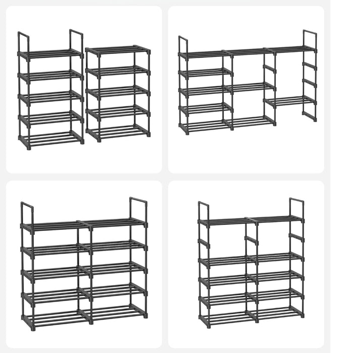 Metalen Schoenenrek met 10 Planken, doe-het-zelf, Standplank, ruimtebesparend, multifunctioneel, Woonkamer, Slaapkamer, Keuken