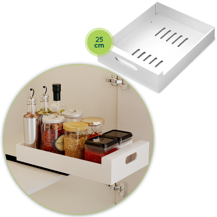 XIVADA Keukenkast organizer - Schuiflade  - Aluminium - 25 cm - Wit
