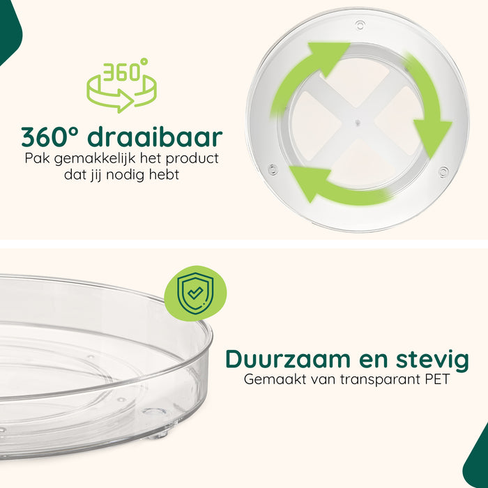 XIVADA Draaiplateau Suna - 23 & 27 cm - Rond - Transparant - Set van 2