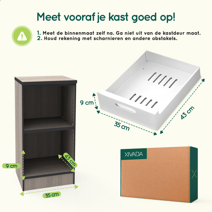 XIVADA Keukenkast organizer - Schuiflade  - Aluminium - 35 cm - Wit