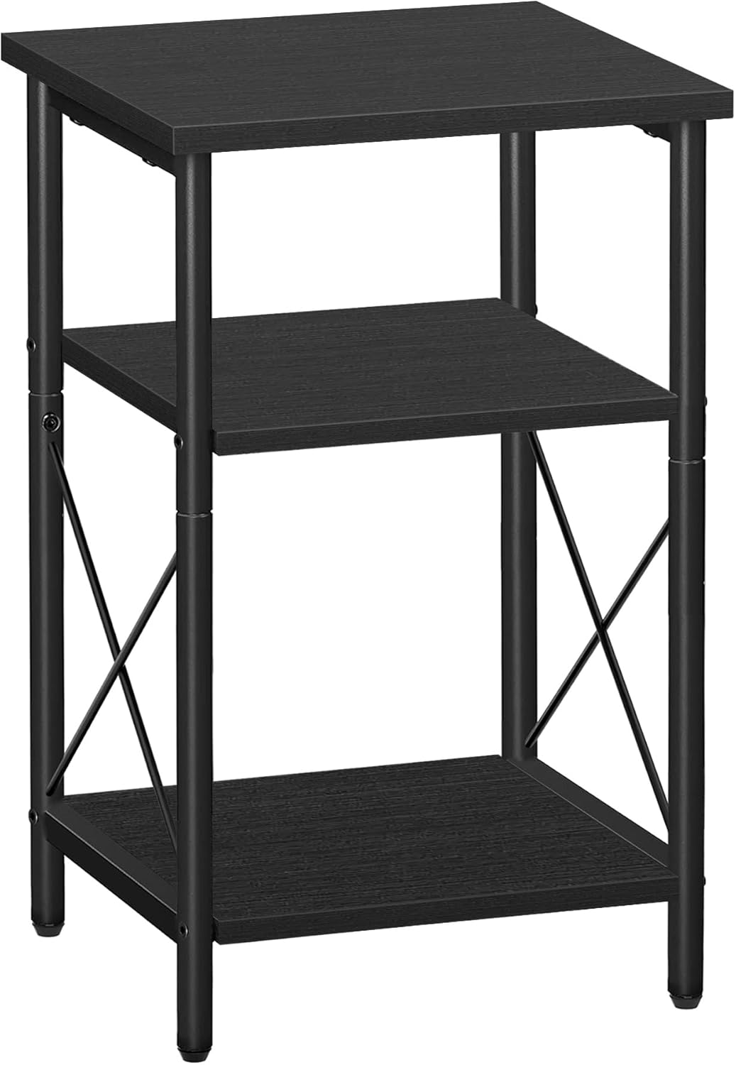 ACAZA Bijzettafel - Tafeltje - Zwart - 34 x 30 x 60 cm (L x B x H) - Nachtkastje - Tafel Industrieel - Banktafel - Bijzettafels - Bijzettafel zwart - Bijzettafel hout - Houten Bijzettafel