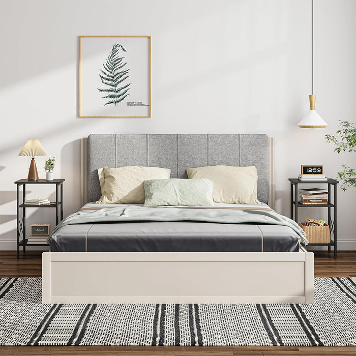 ACAZA Bijzettafel - Tafeltje - Zwart - 34 x 30 x 60 cm (L x B x H) - Nachtkastje - Tafel Industrieel - Banktafel - Bijzettafels - Bijzettafel zwart - Bijzettafel hout - Houten Bijzettafel