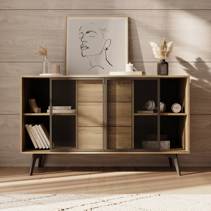 Meubella - Spa - Dressoir - Eiken - 144x39x85 cm