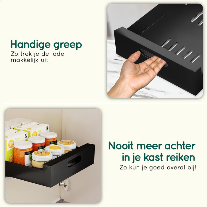 XIVADA Keukenkast organizer - Schuiflade  - Aluminium - 30 cm - Zwart