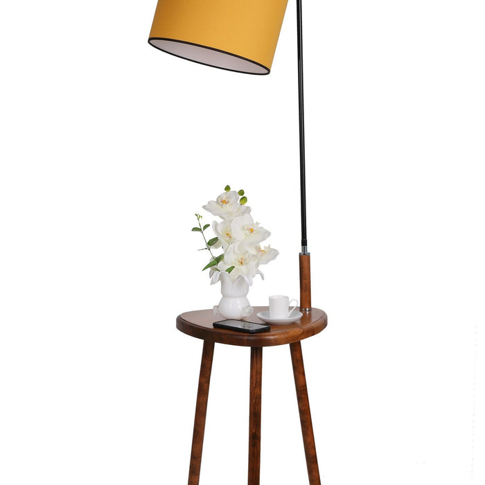 Giga Meubel - Vloerlamp Geel|Walnoot - 30x30x160cm - Demet