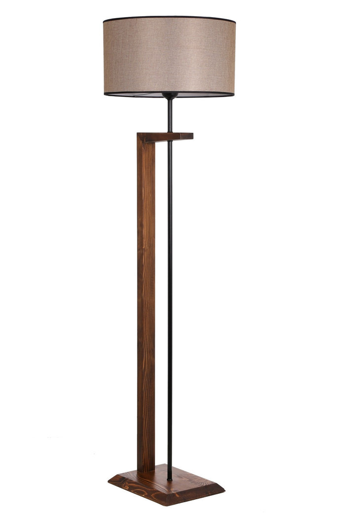 Giga Meubel - Vloerlamp Grijs|Walnoot - 45x45x163cm - Menekse