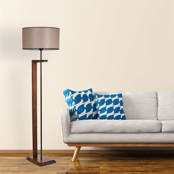 Giga Meubel - Vloerlamp Grijs|Walnoot - 45x45x163cm - Menekse