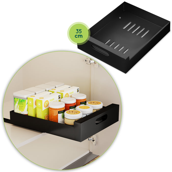 XIVADA Keukenkast organizer - Schuiflade  - Aluminium - 35 cm - Zwart