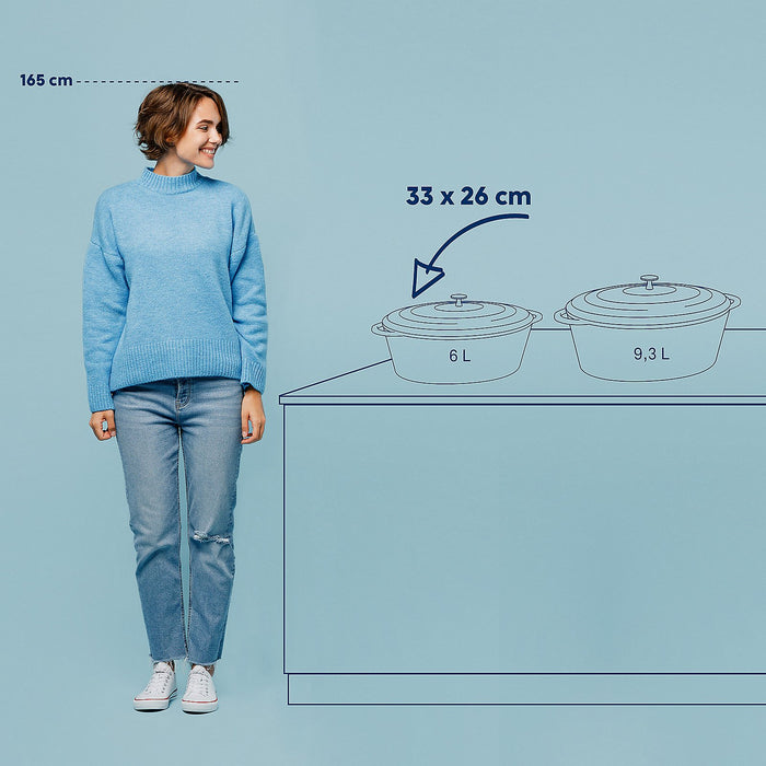 Braadpan Gietijzer Ovaal Rood, 33 cm x 26 cm- Kela | Calido