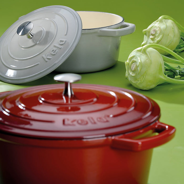 Braadpan Gietijzer Ovaal Rood, 33 cm x 26 cm- Kela | Calido