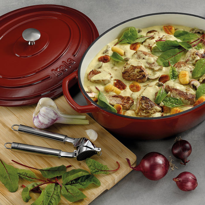 Braadpan Gietijzer Ovaal Rood, 33 cm x 26 cm- Kela | Calido