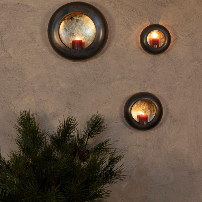 PTMD Prestyn Grey Iron Round Wall Stormlight L