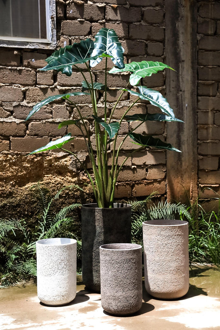 PTMD Deliahe White GRC Pot Round High Set Of 3