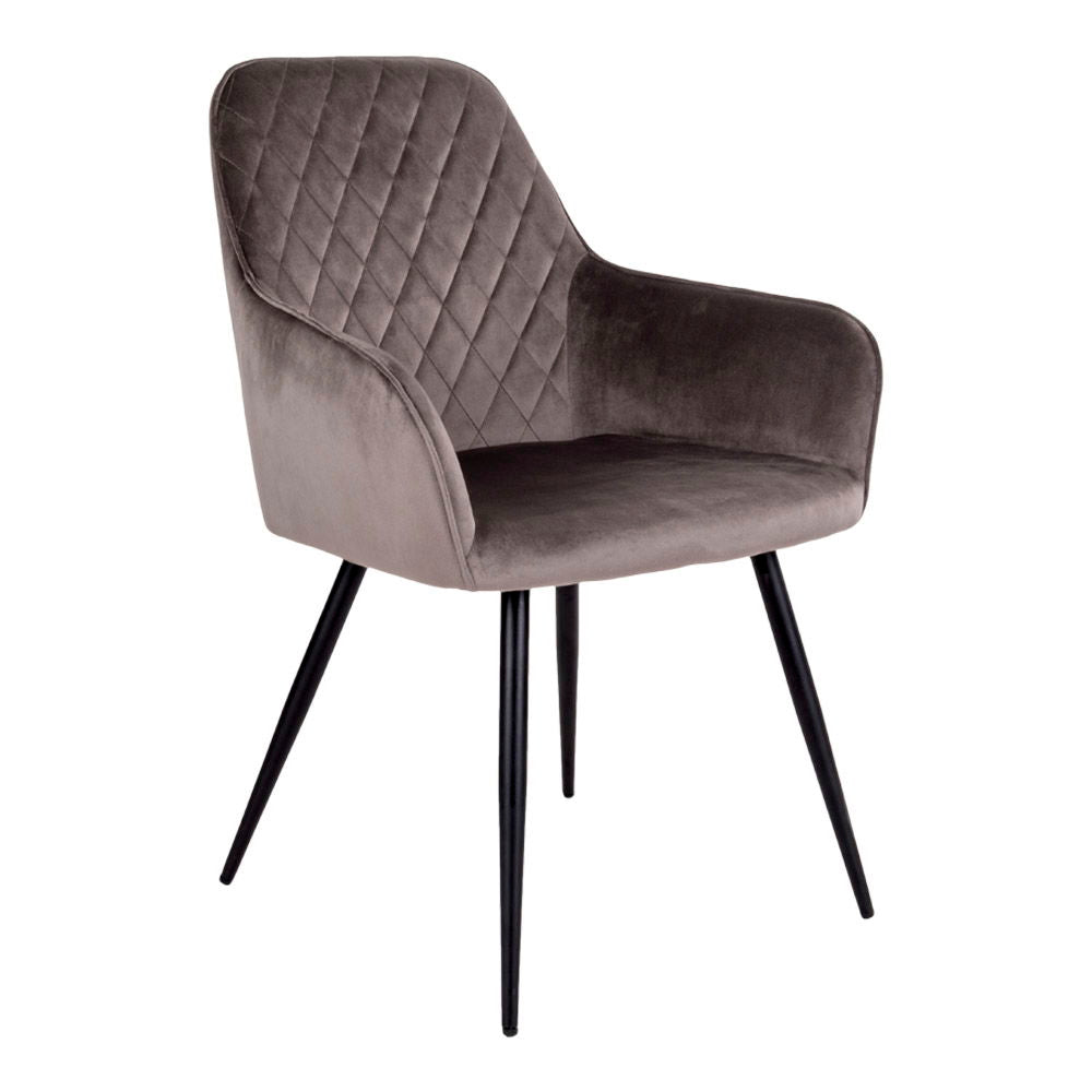 Harbo Dining Chair - Dining Chair, velvet, mushroom, black legs