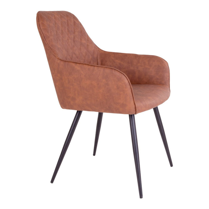 Harbo Dining Chair - Dining Chair in PU, vintage brown with black legs
