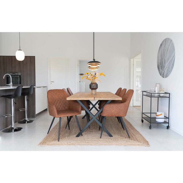 Harbo Dining Chair - Dining Chair in PU, vintage brown with black legs