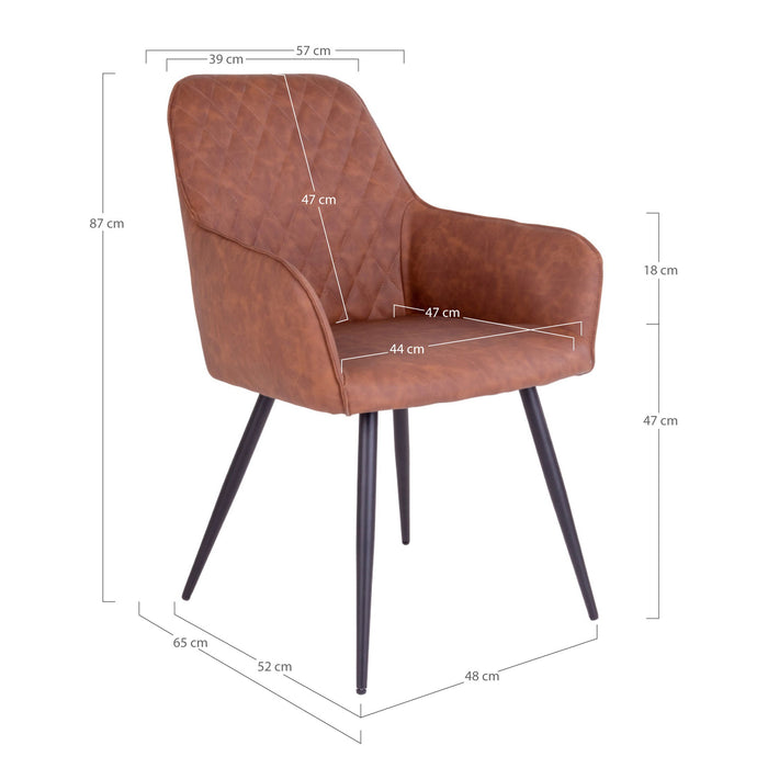 Harbo Dining Chair - Dining Chair in PU, vintage brown with black legs
