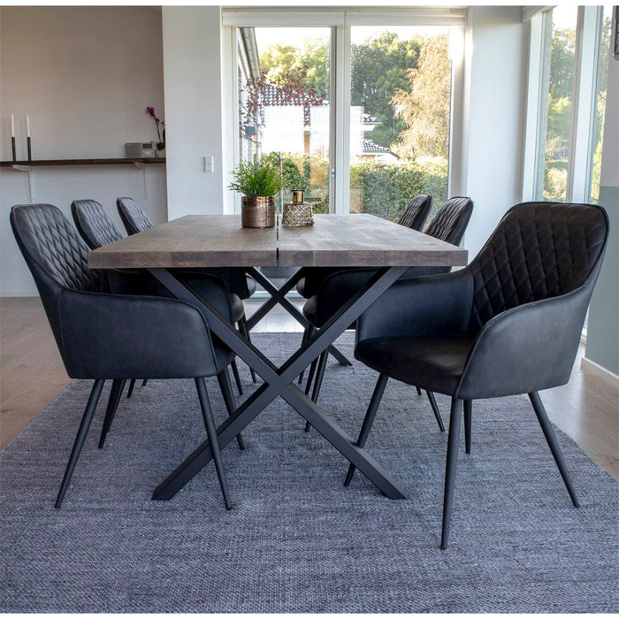 Harbo Dining Chair - Dining Chair, PU leather, dark grey, black legs