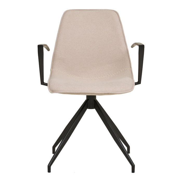 Monaco Dining Chair - swivel, armrest, sand with black legs