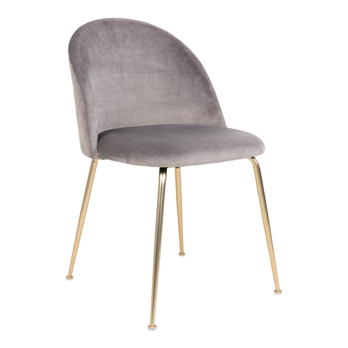 Geneve Dining Chair - Dining Chair, velvet, grey, brass look legs