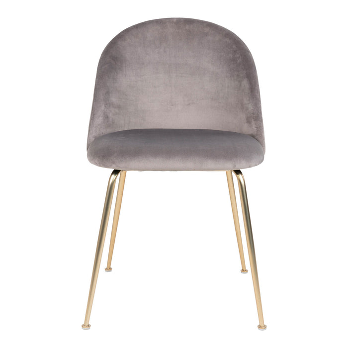 Geneve Dining Chair - Dining Chair, velvet, grey, brass look legs