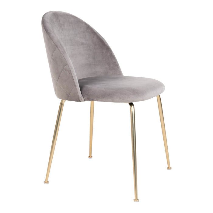 Geneve Dining Chair - Dining Chair, velvet, grey, brass look legs