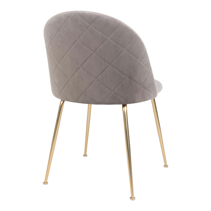 Geneve Dining Chair - Dining Chair, velvet, grey, brass look legs
