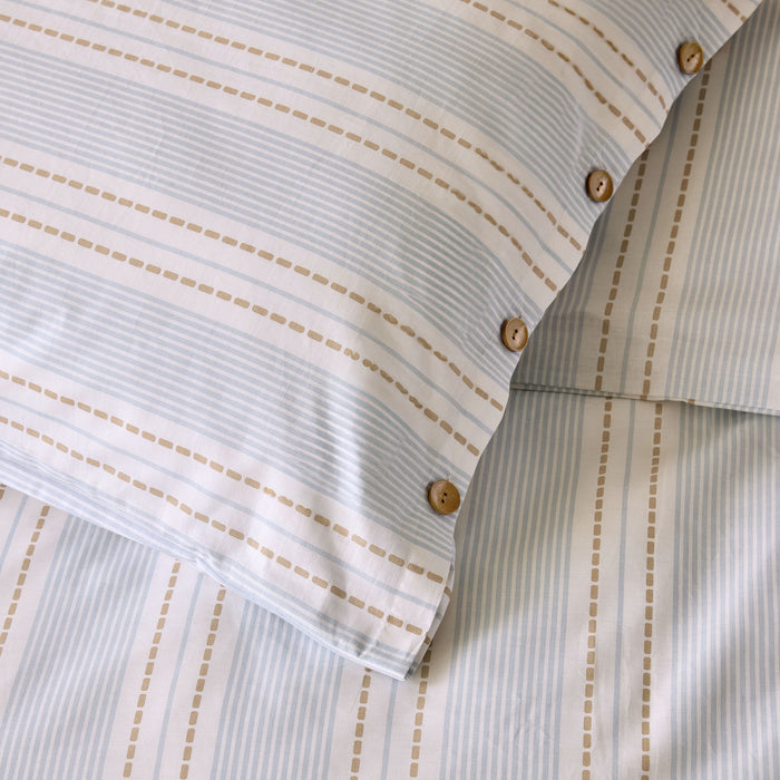 Walra Remade Striped Harmony Dekbedovertrek 140 x 220 cm - Off-White / Blauw