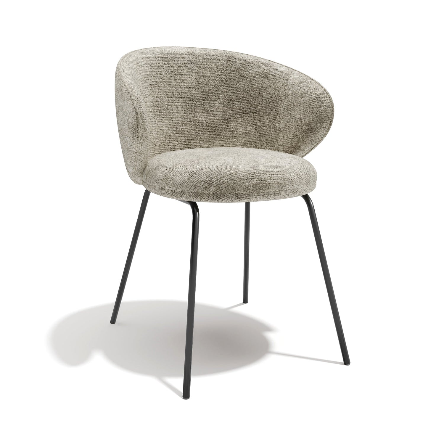 Set van 2 taupekleurige fluwelen stoelen met zwarte poten