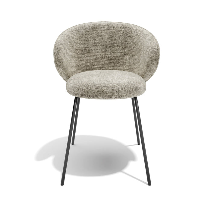 Set van 2 taupekleurige fluwelen stoelen met zwarte poten