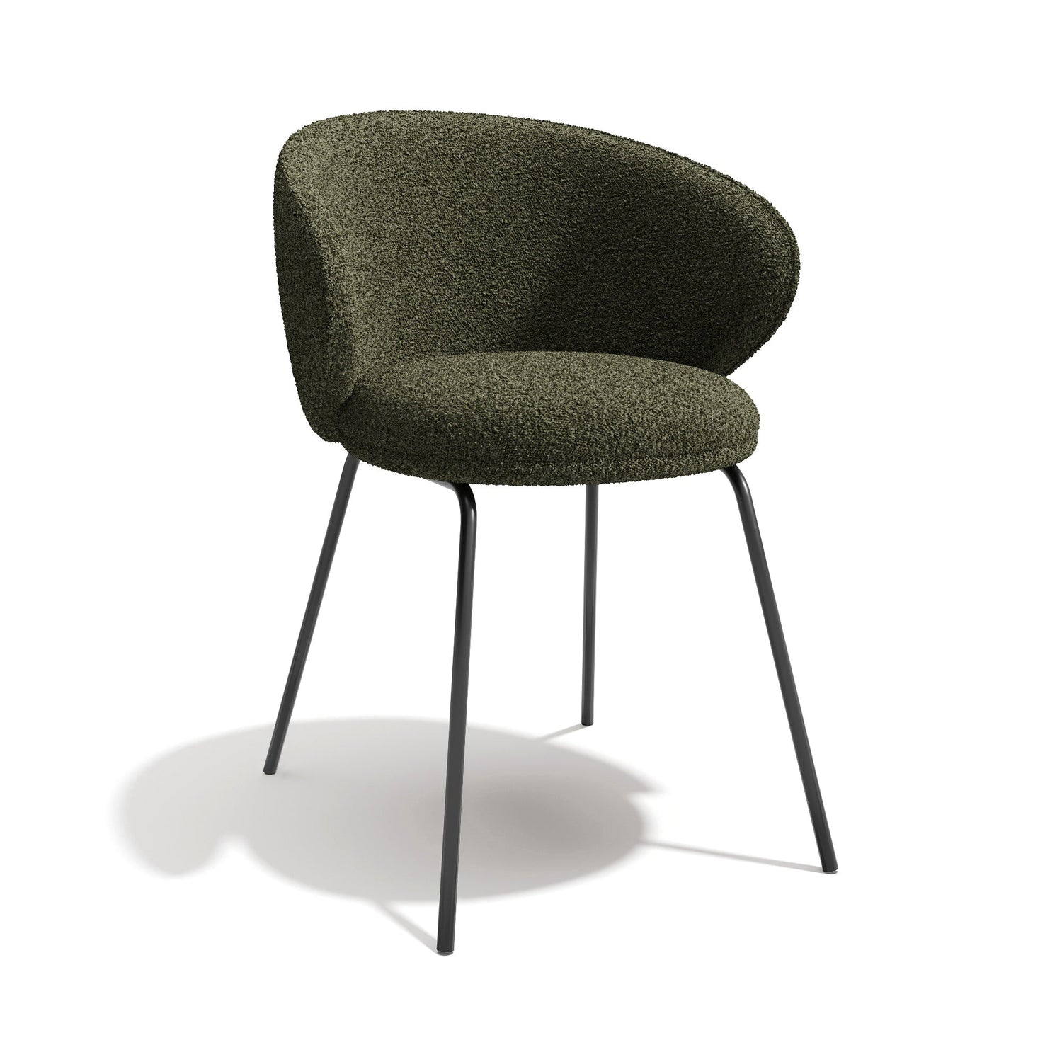 Set van 2 kaki bouclé stoelen met zwarte poten