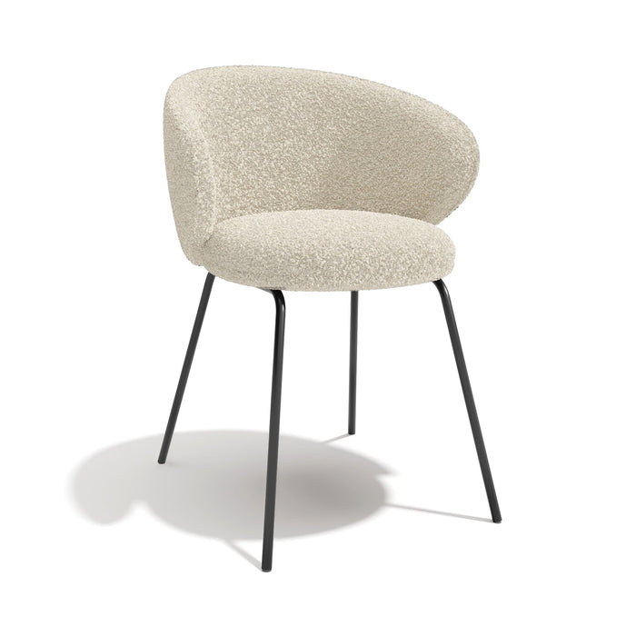 Set van 2 crèmekleurige bouclé stoelen met zwarte poten