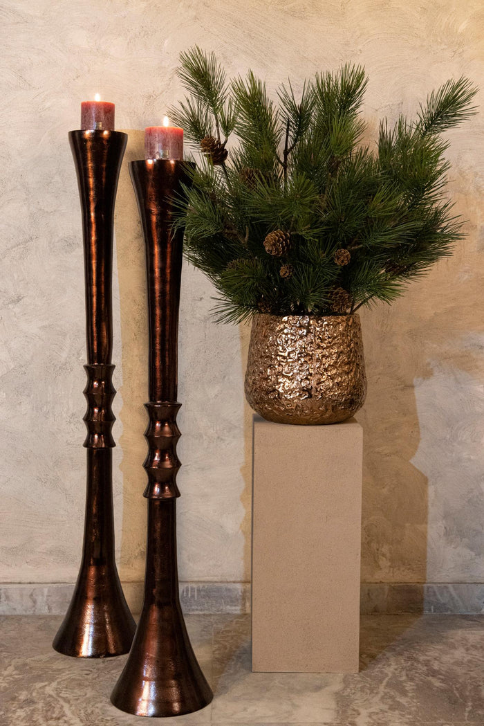 PTMD Moy Bronze Casted Alu Big Candleholder Round S