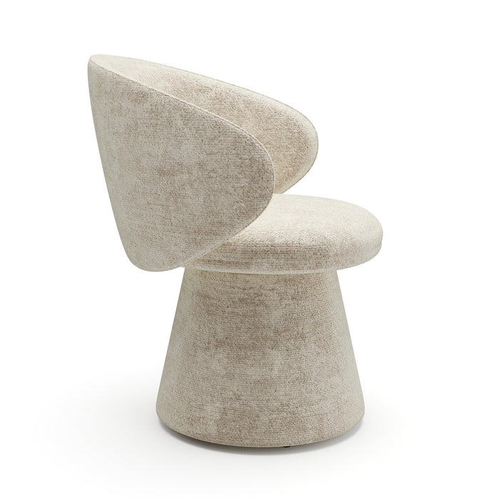 180° draaibare fauteuil in crème structuurfluweel